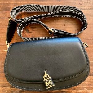 Michael Kors Black Crossbody Bag with Gold Accents